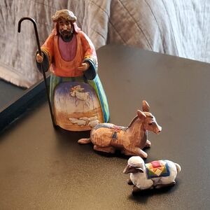 Colorful Shepherd and Animals Figurine Set